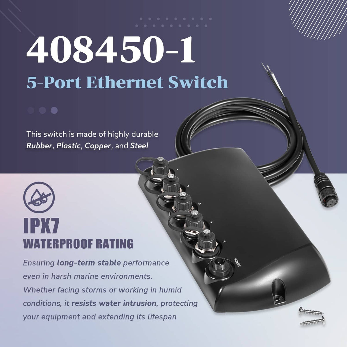 Bethesda Industrial 408450-1 5 Port Ethernet Switch, Black - Replace for Humminbird AS ETH 5PXG