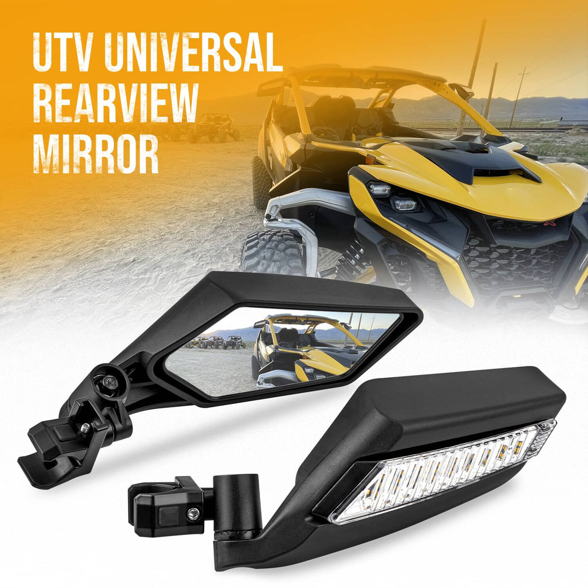 Bethesda Industrial 1.5"-2" LED Rear View Mirrors UTV ATV For Can-Am X3 Polaris RZR Yamaha Honda