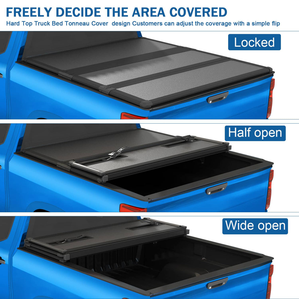 Bethesda Industrial Hard Tri-Fold Tonneau Cover For 1999-2014 Silverado Sierra 1500 2500HD 8 Ft Bed