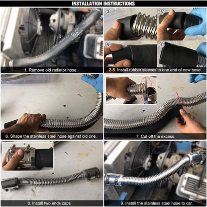 Bethesda Industrial Universal 36'' Stainless Steel Radiator Flexible Coolant Water Hose Kit w/4 Caps
