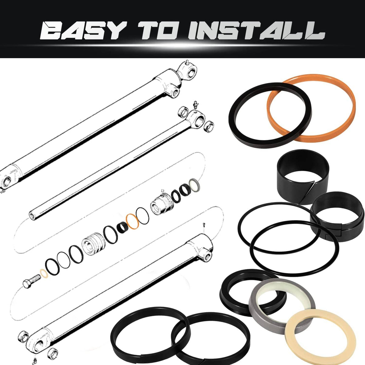 Bethesda Industrial 1543252C1 G109452 G105548 Hydraulic Cylinder Seal Kit for Case 1.5"Rod x 3"Bore