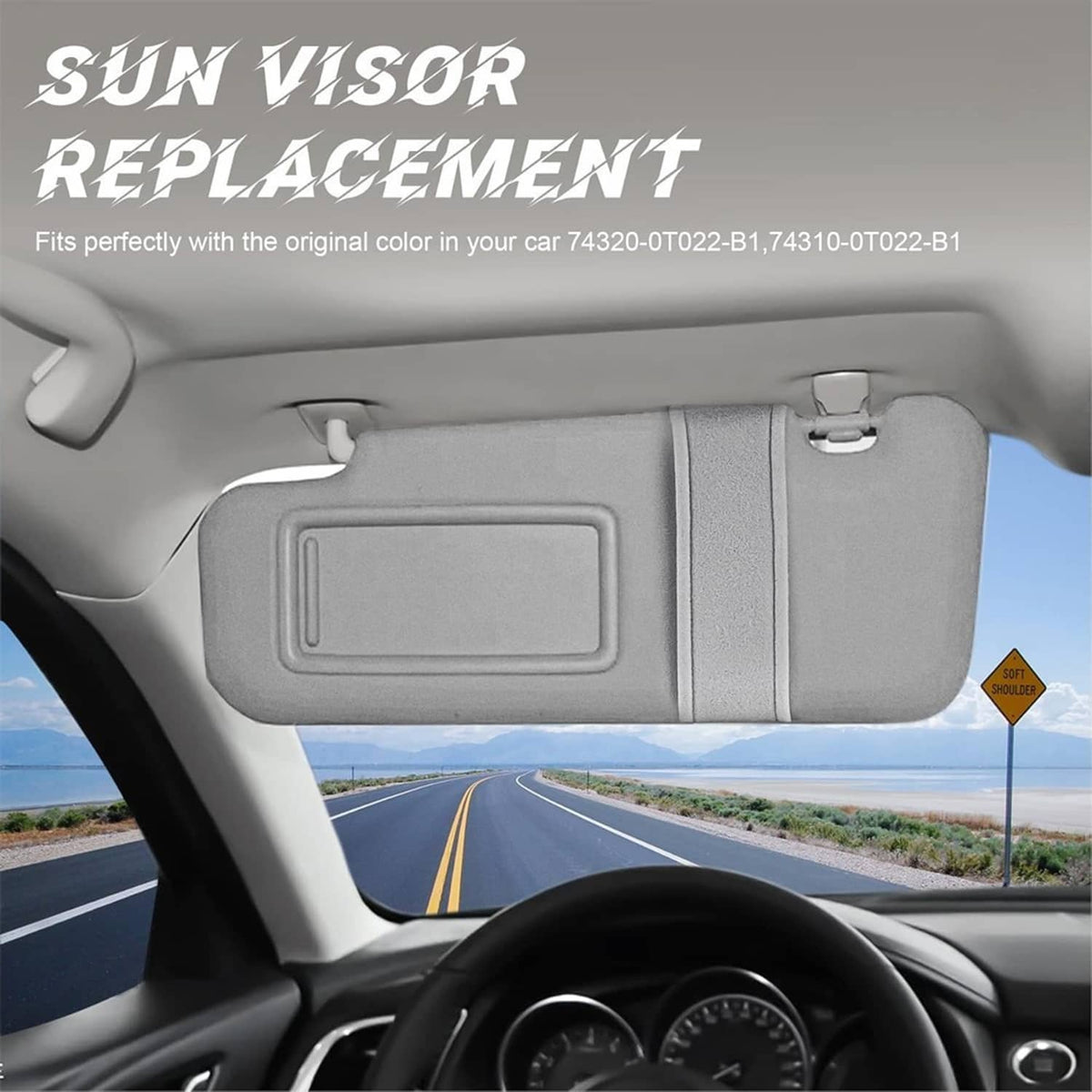 Bethesda Industrial Left and Right Gray Sun Visor Pair With Cover Trims for Toyota Venza 2009-2016