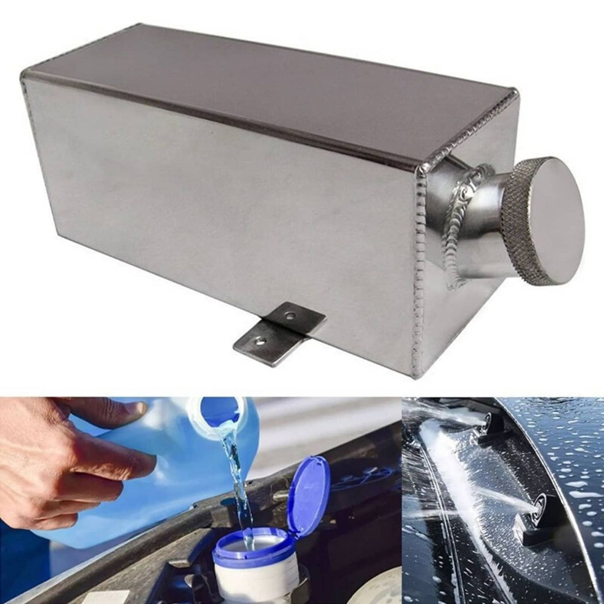 Bethesda Industrial 1.7L Aluminum Windshield Wiper Washer Fluid Bottle Overflow Reservoir Water Tank