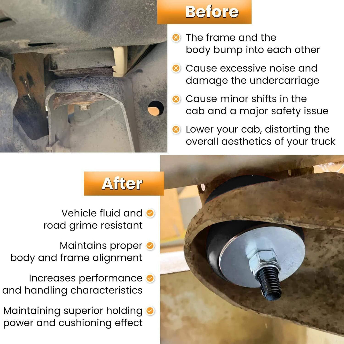 Bethesda Industrial 4.4123R Set Body Cab Mount Bushing Kit For 1980-1998 Ford F150 F250 F350 2WD 4WD