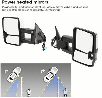 Bethesda Industrial Chrome Tow Mirror Power Heated Extend For 2003-07 Silverado Sierra Suburban 1500
