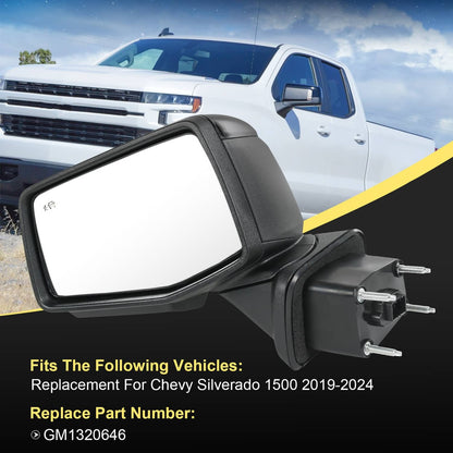 Bethesda Industrial Left Driver Side Mirror Power Heated+Puddle+BSD For 2019-2024 Silverado 1500