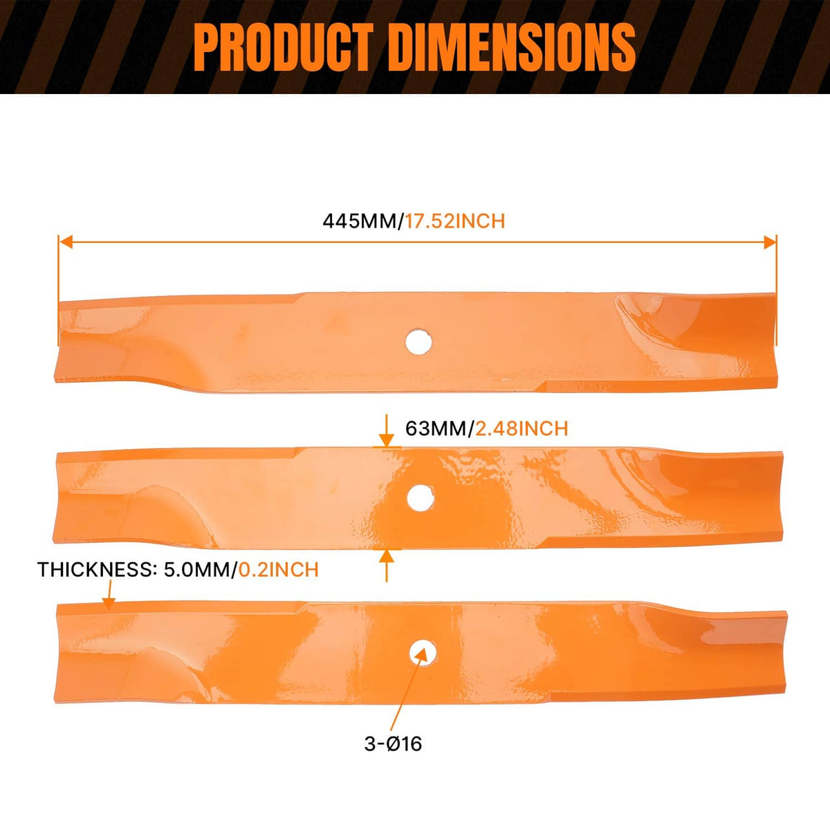 Bethesda Industrial 52" Lawn Mower Blades For Hustler Raptor, Raptor SD, Raptor SDX, and Fastrak
