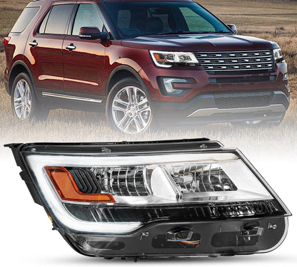 Bethesda Industrial New Right Side Headlights Assembly w/LED DRL For 2016-2019 Ford Explorer Chrome