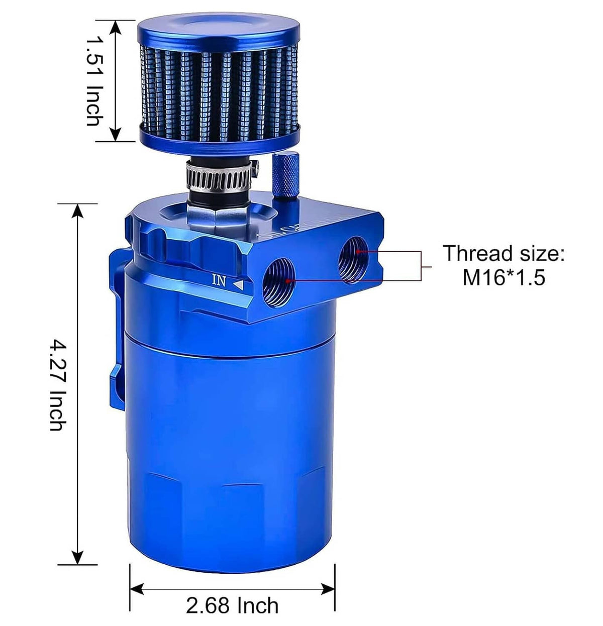 Bethesda Industrial Universal Blue Oil Catch Can Tank Kit Polish Baffled Reservoir w/Breather Filter
