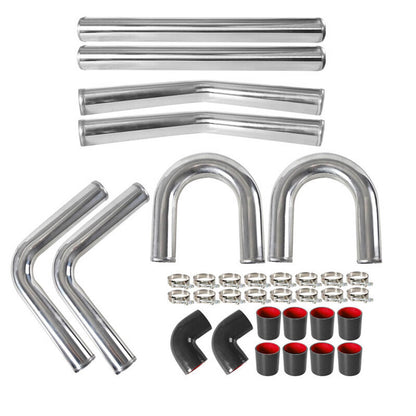 Bethesda Industrial 2.5" Universal Aluminum Turbo Intercooler Elbow Pipe Kit + Silicone Hose + Clamp
