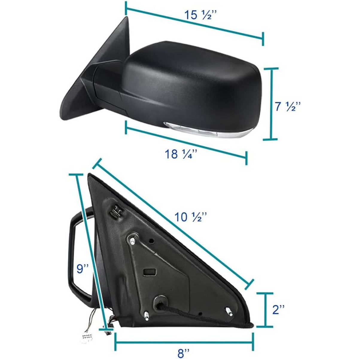 Bethesda Industrial Left / Driver For 2013-2019 Dodge Ram 1500 Power Fold+Heated+Temp Sensor Mirror