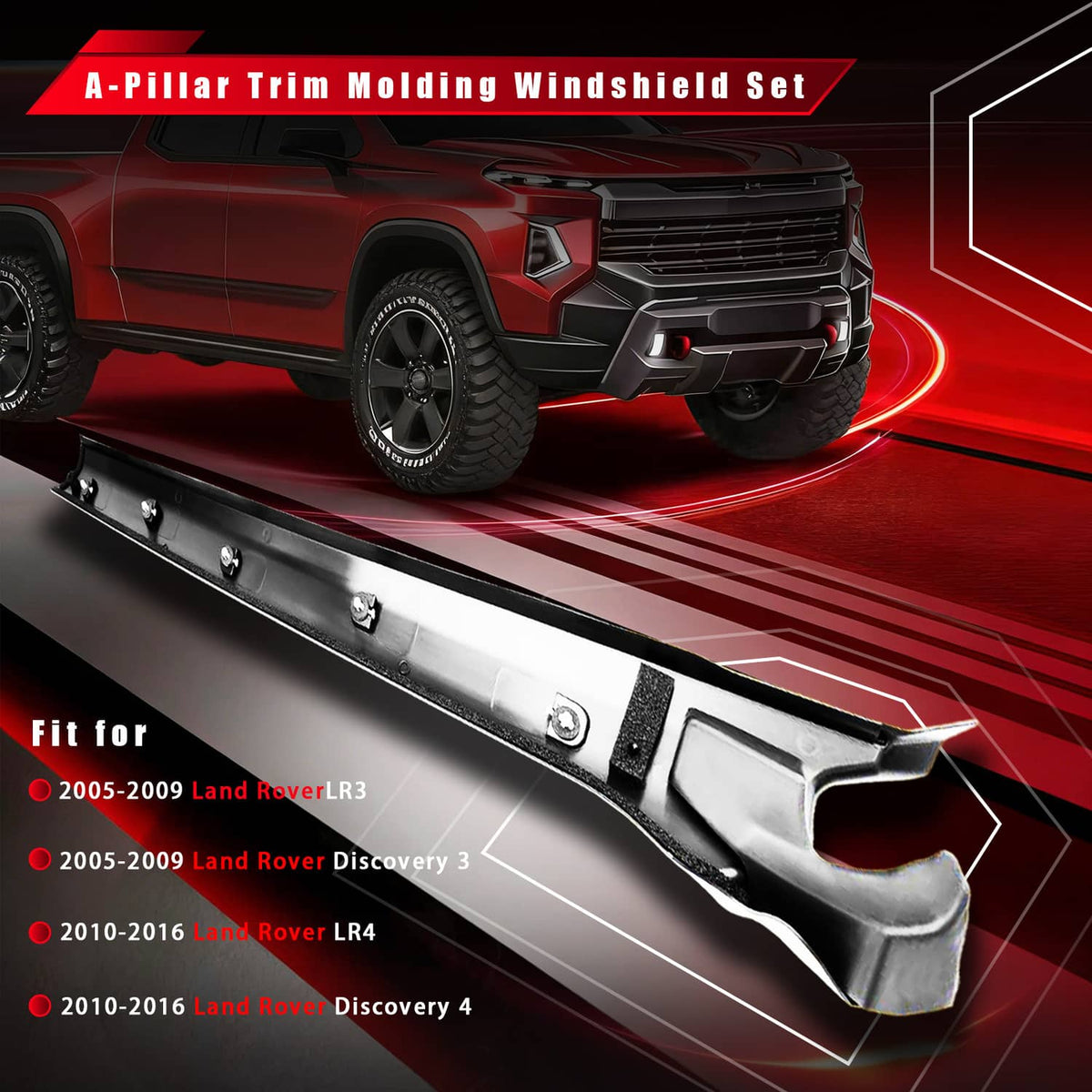 Bethesda Industrial Windscreen A Pillar Trim Molding Front Right Left For 2005-16 Land Rover LR3 LR4