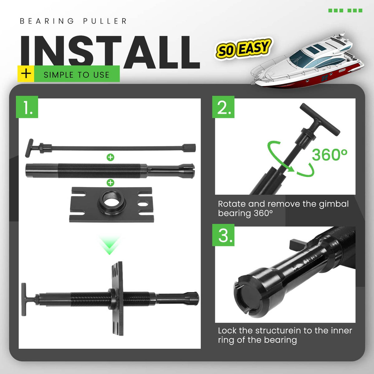 Bethesda Industrial Gimbal Bearing Puller + Alignment Tool For Mercruiser Alpha Bravo OMC Volvo Boat