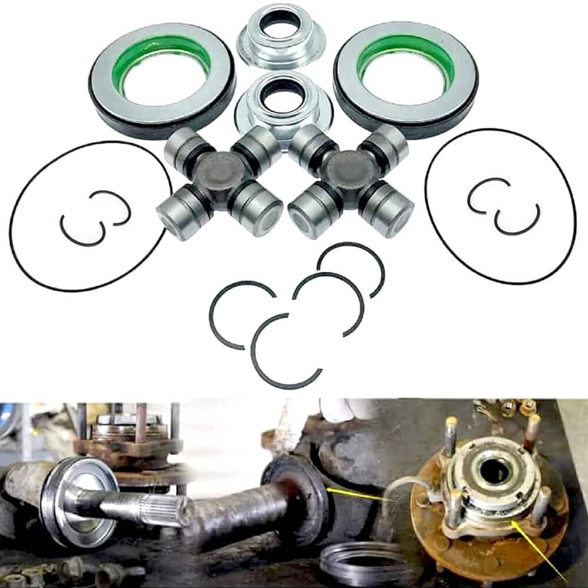 Bethesda Industrial New Front Axle Seal & Greaseable U Joint Kit for 05-14 Ford F250 F350 Super Duty