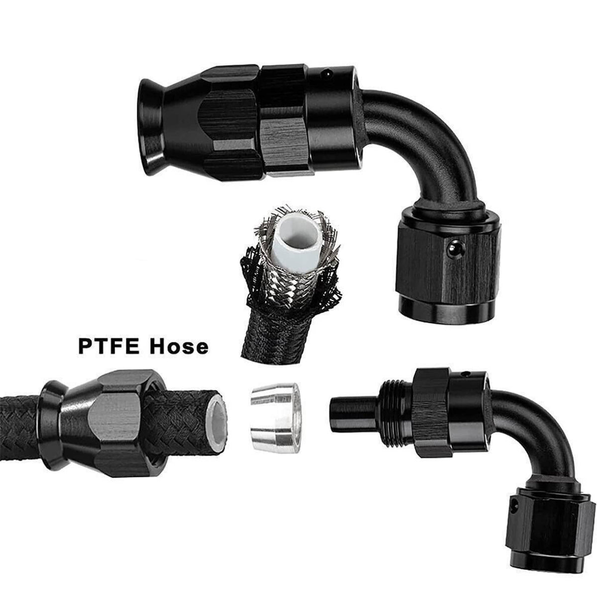 Bethesda Industrial 20FT 6AN 3/8" E85 PTFE LS Swap EFI Fuel Line Fitting Nylon Braided Fuel Kit New