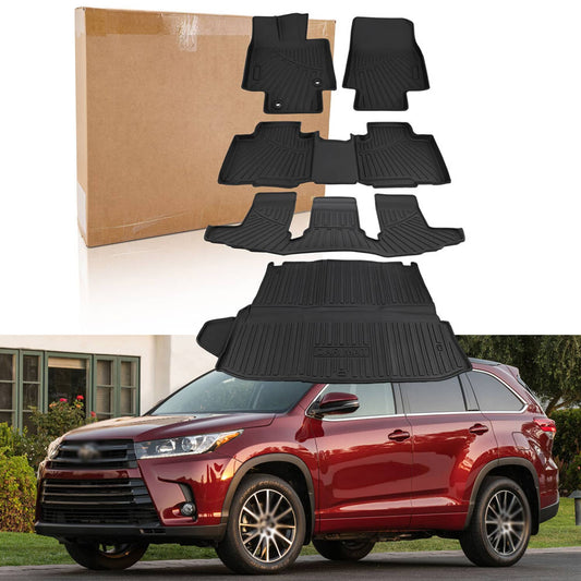 Bethesda Industrial 3D TPE 3 Rows Floor Mats for 2020-2025 Toyota Highlander w/ Cargo Liner 5Pcs/Set