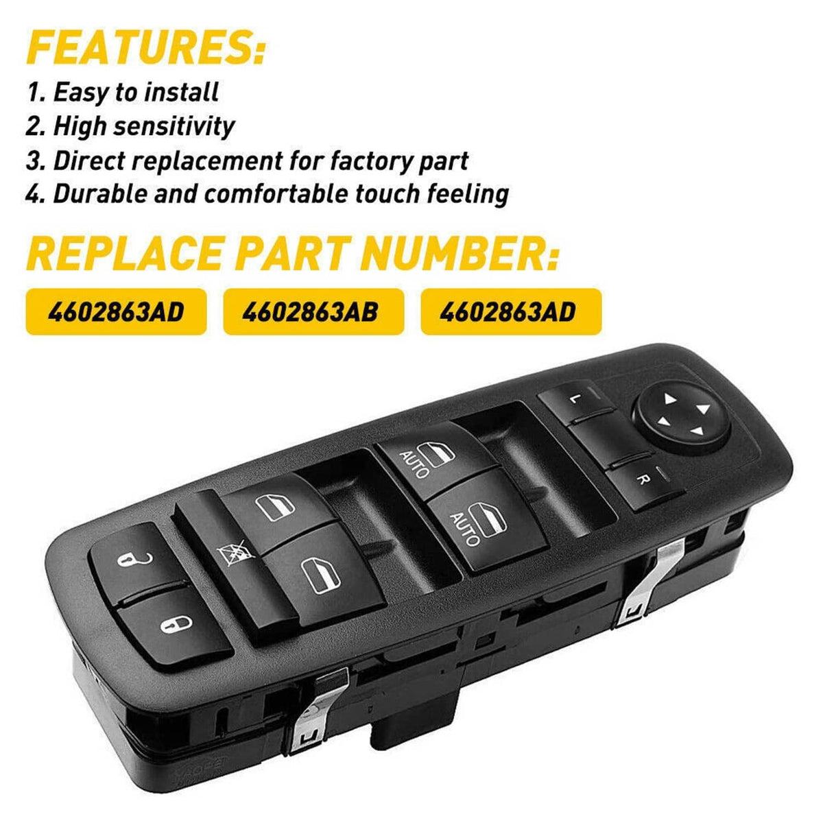 Bethesda Industrial Master Power Window Switch for 2009-2012 Dodge Ram 1500 2500 3500 Driver Side LH