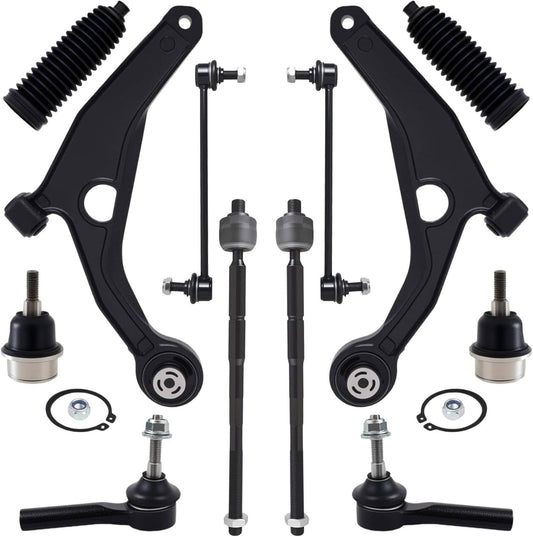 Bethesda Industrial 12Pcs for 2009-2020 Dodge Journey Front Lower Control Arms Sway Bar Tie Rods Kit