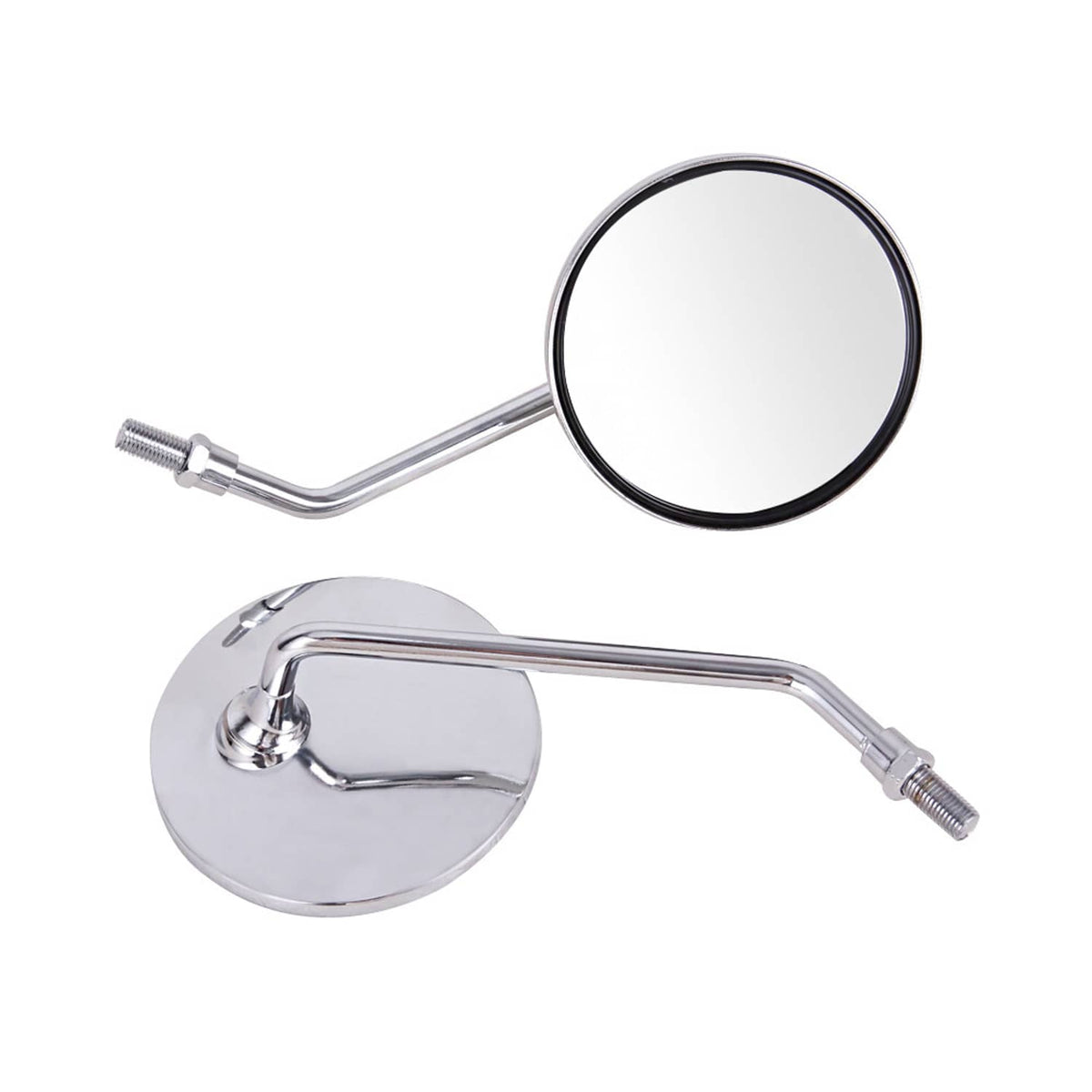 Bethesda Industrial 2Pcs Motorcycle Rearview Mirror Set M10/10mm Chrome Round Shape (Classic Style)