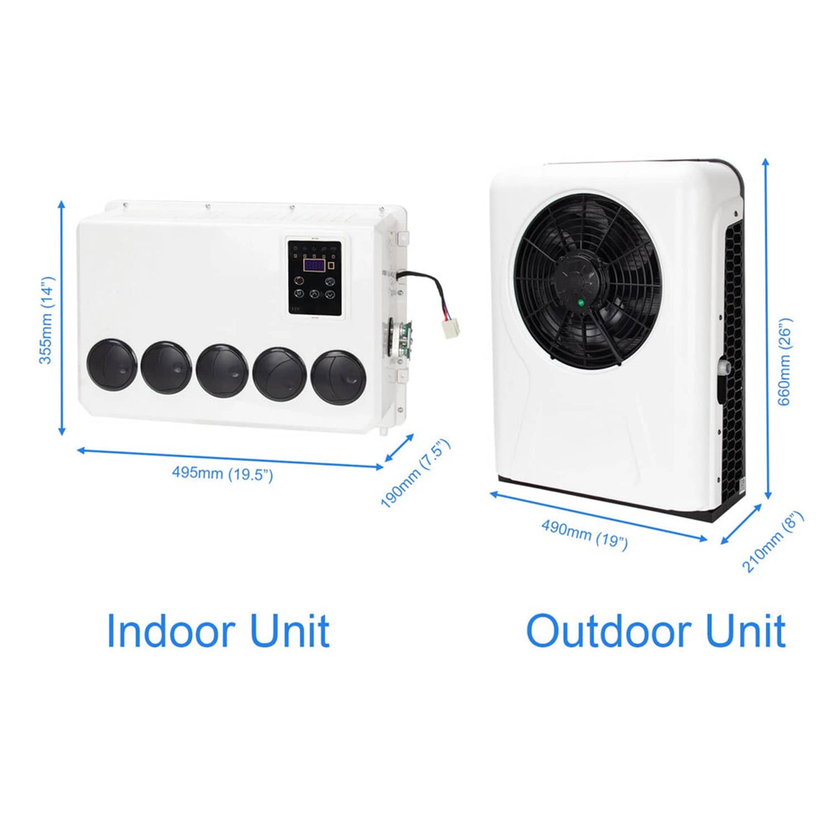 Bethesda Industrial 12V 12000BTU Truck Cab Air Conditioner Split AC For Semi Trucks Bus RV Caravan