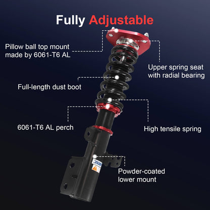 Bethesda Industrial Red Front & Rear Full Coilover Struts Adjustable Height For 2005-2010 Scion tC