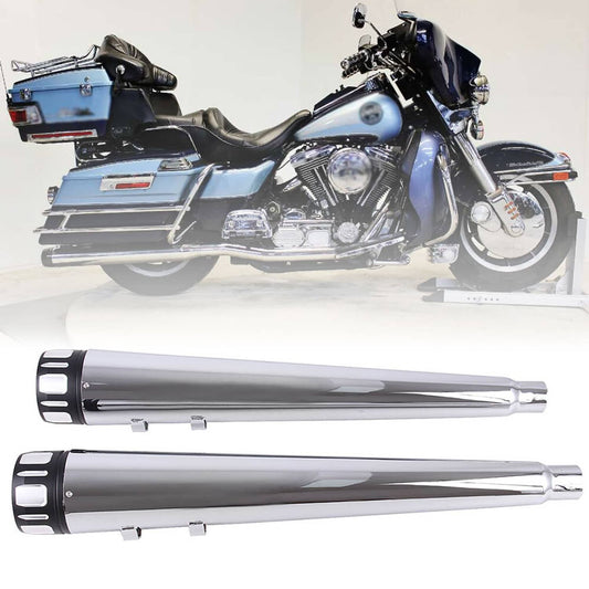 Bethesda Industrial 4" CHROME MEGAPHONE SLIP-ON MUFFLERS EXHAUST PIPES FOR HARLEY TOURING BAGGERS