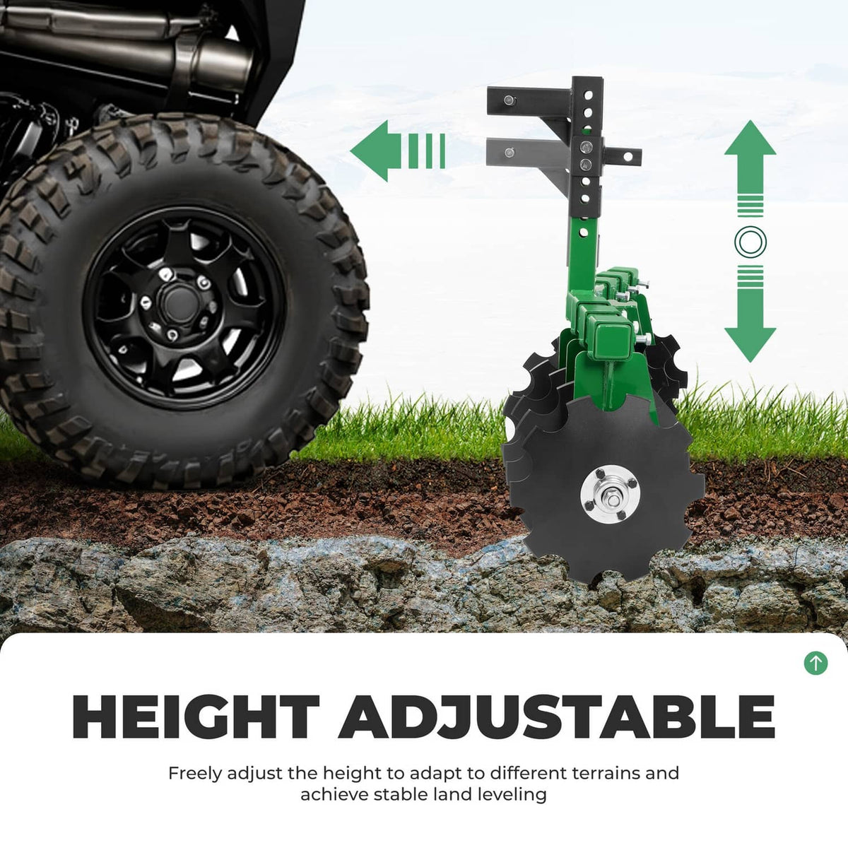 Bethesda Industrial Disc Harrow Plow 35" For ATVs UTVs Garden Tractors 2" Receiver Hitch W/ 8 Blades