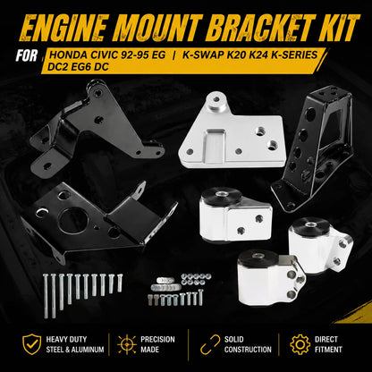 Bethesda Industrial Engine Mount Bracket for Honda Civic 92-95 EG K-Swap K20 K24 K-Series DC2 EG6 DC
