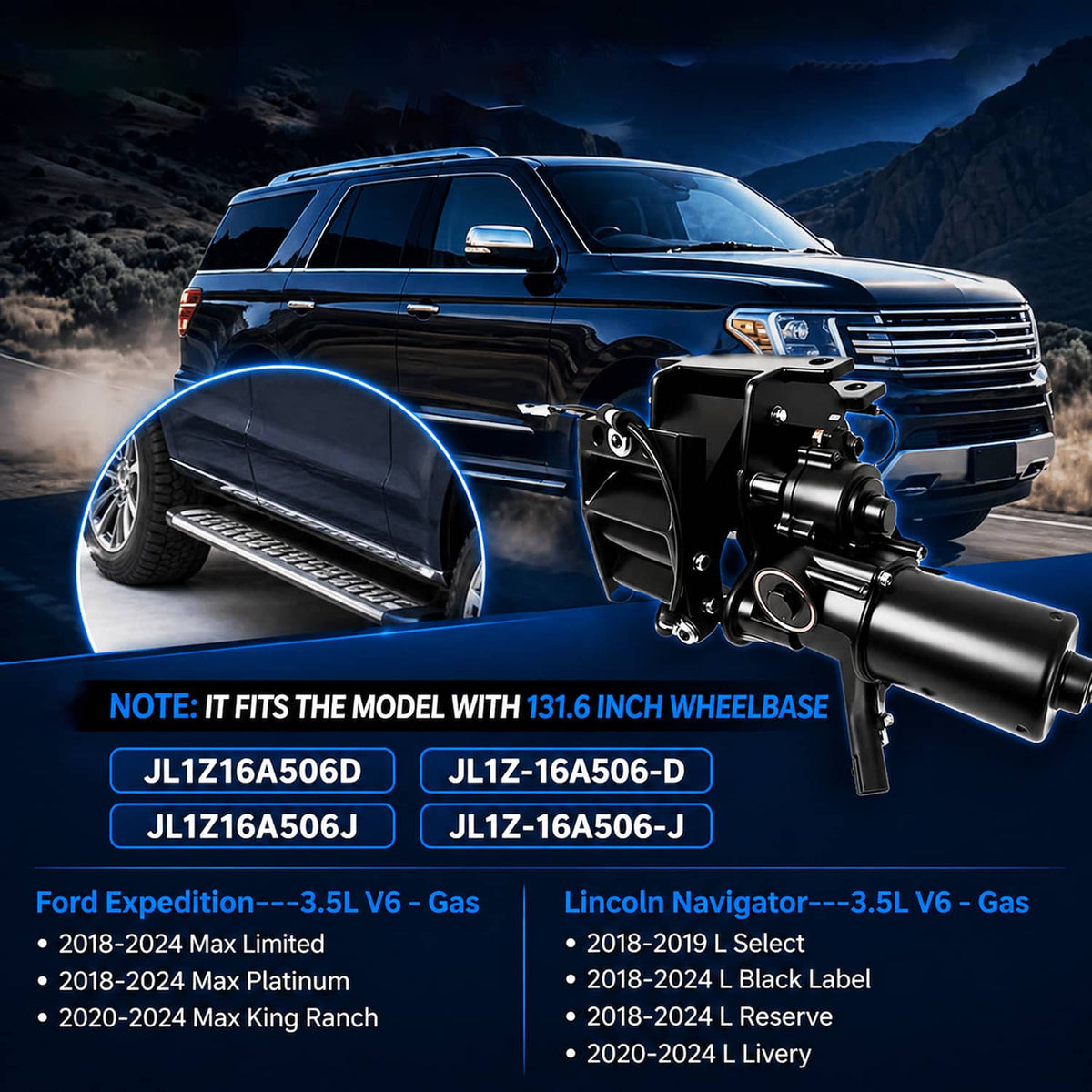 Bethesda Industrial Left & Right Side Power Running Board Motor For 2018-2024 Ford Expedition New