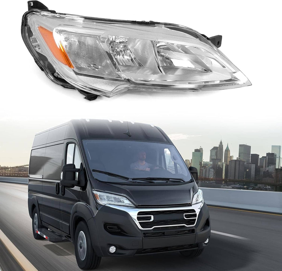 Bethesda Industrial Right Passenger Side Headlight Halogen For 2023-26 Dodge Ram Promaster 1500 2500