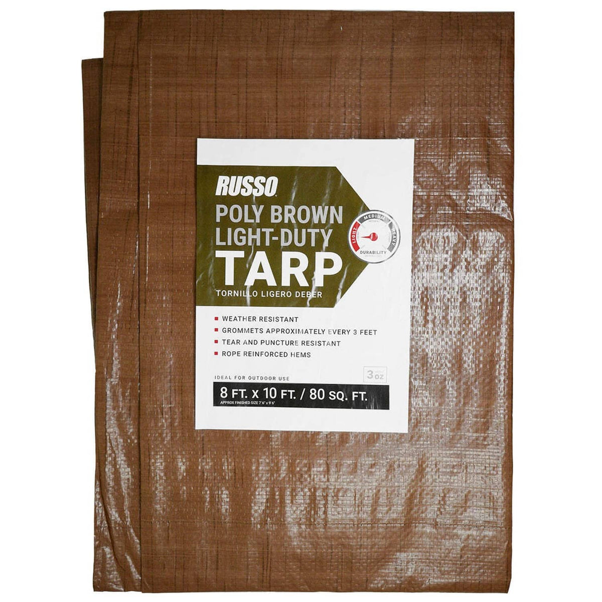 Bethesda Industrial 8X10 Poly Brown Light Duty Tarp 3 oz.