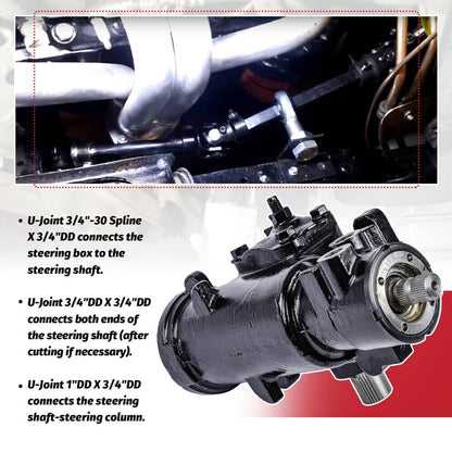 Bethesda Industrial Steering Box U Joint 36" Steel Steering Shaft + 3/4" Support Bearing GM - Black