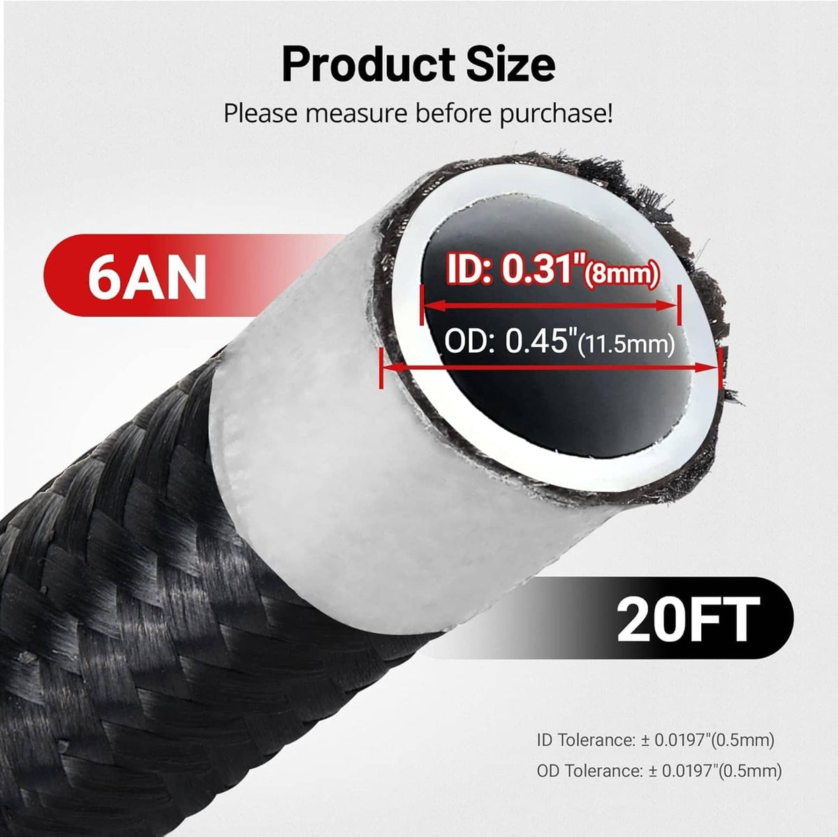 Bethesda Industrial 20FT 6AN 3/8" E85 PTFE LS Swap EFI Fuel Line Fitting Nylon Braided Fuel Kit New