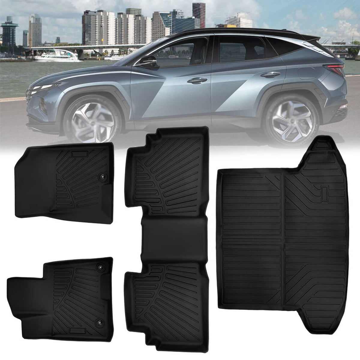Bethesda Industrial 4x Car Floor Mats & Cargo Liner Full Cover Black for 2022-2025 Hyundai Tucson