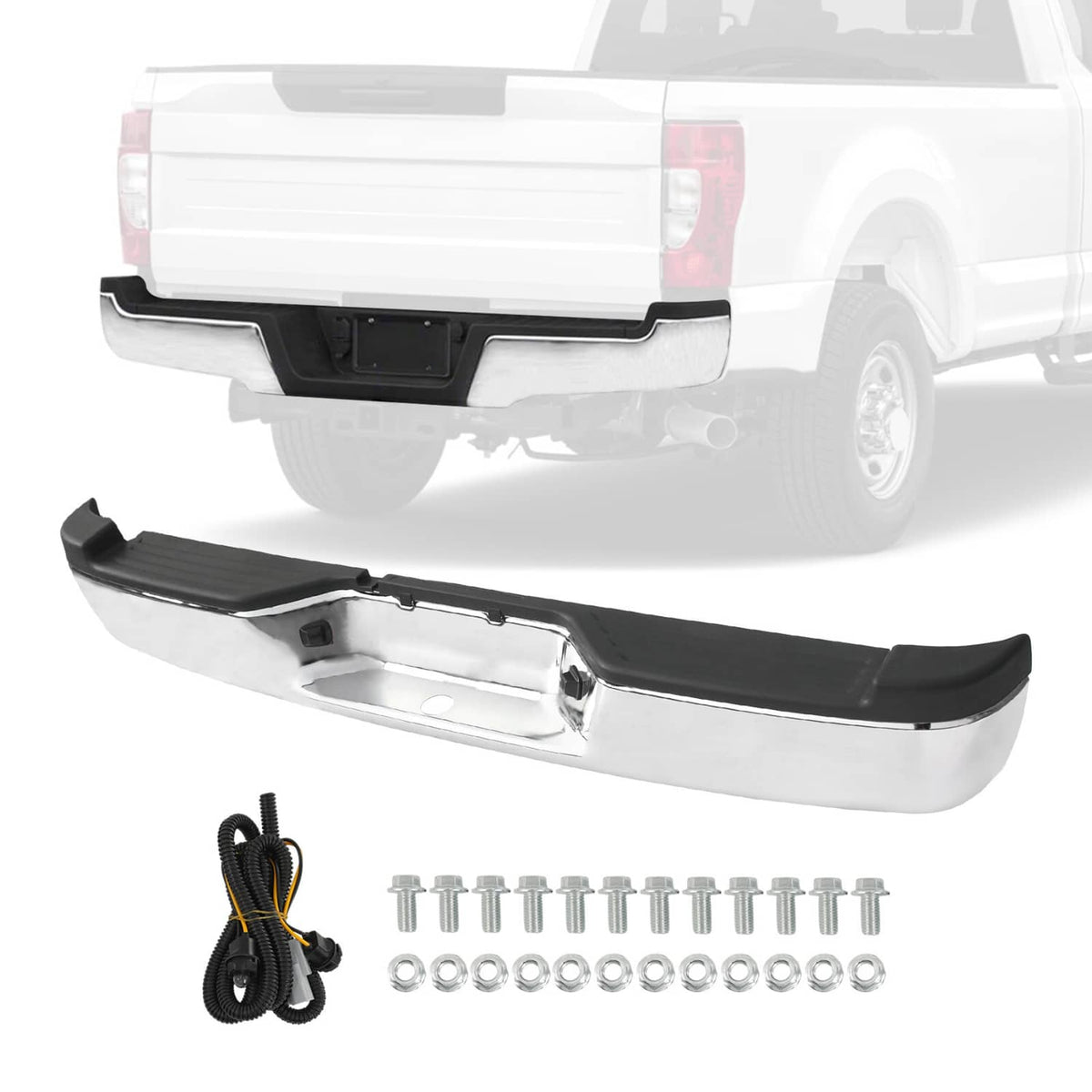 Bethesda Industrial Chrome Steel Rear Step Bumper Assembly for 2005-2011 Dodge Dakota Truck