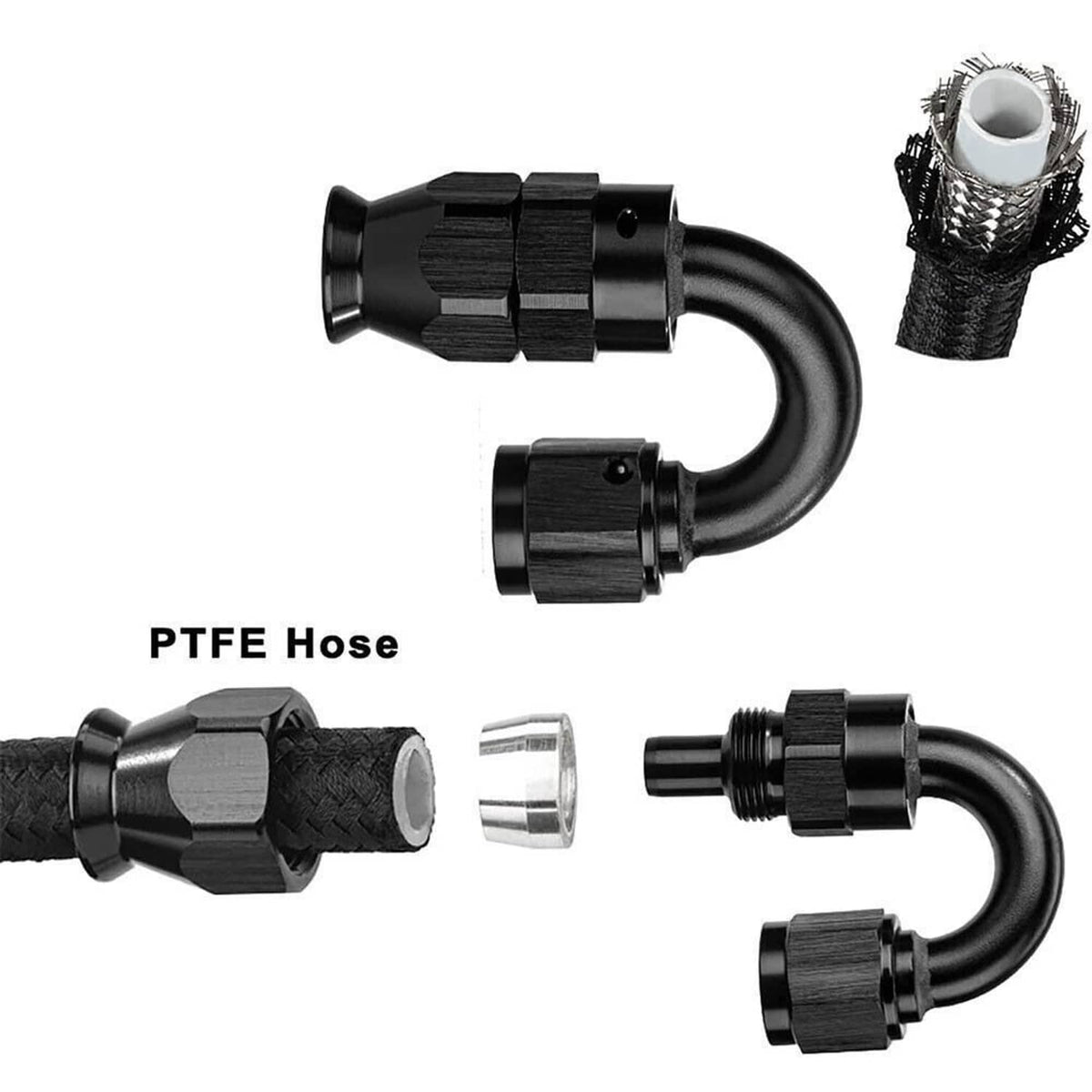 Bethesda Industrial 20FT 6AN 3/8" E85 PTFE LS Swap EFI Fuel Line Fitting Nylon Braided Fuel Kit New