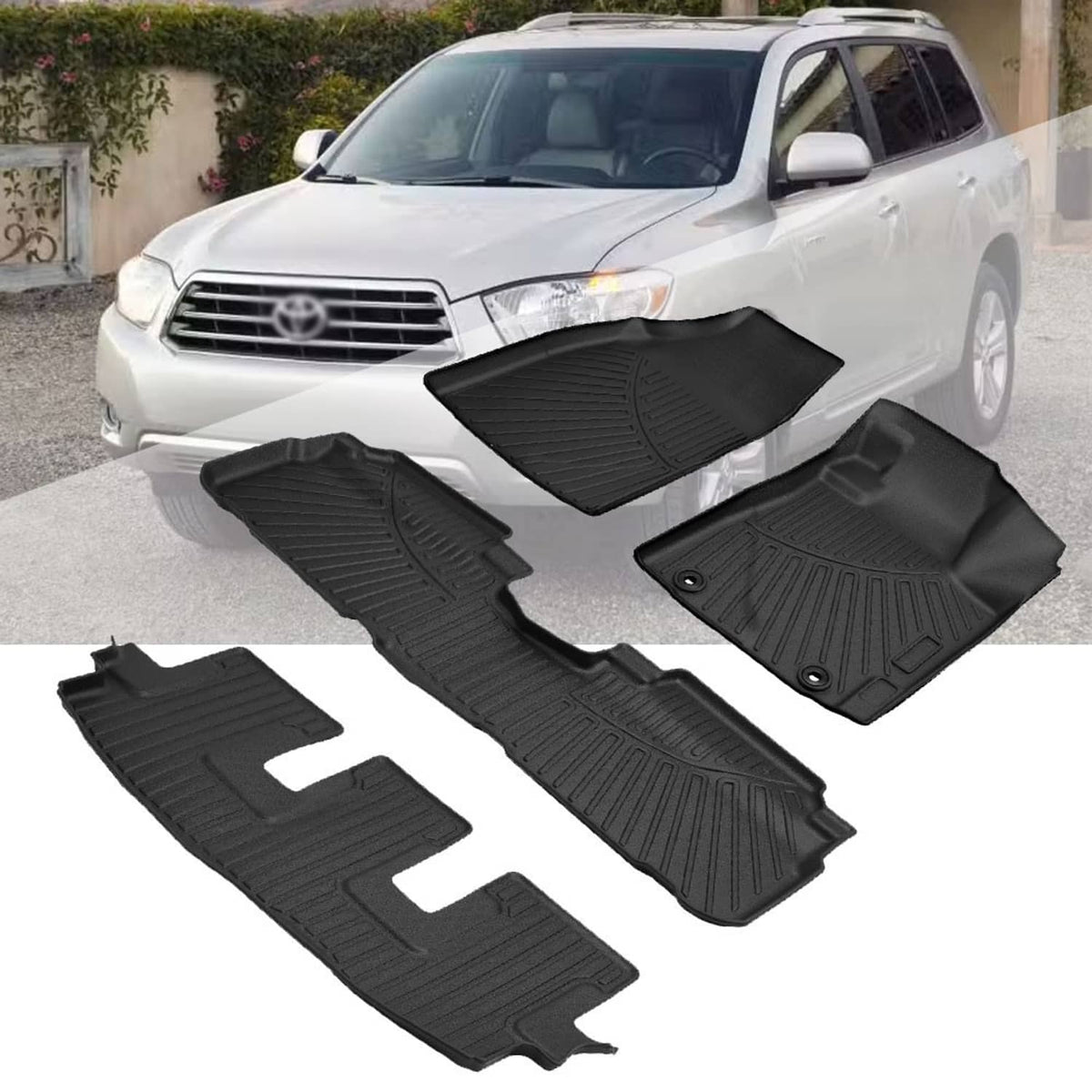 Bethesda Industrial Floor Mats for Toyota Highlander 2008-2013 1st & 2nd & 3rd Row Floor Liners New
