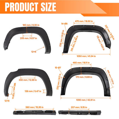 Bethesda Industrial 4x Fender Flares for Chevrolet Silverado 1500 2500HD 3500HD Front & Rear Side