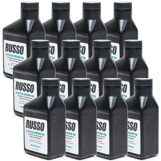 Bethesda Industrial 12 Bottles Russo Synthetic Blend 2 Cycle Motor Oil 5.2 Oz 50:1 Mix 2 Gallon