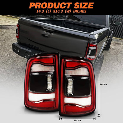 Bethesda Industrial 2x Black Bezel LED Tail Lights w/Blind Spot For 2019-2024 Dodge RAM 2500 3500