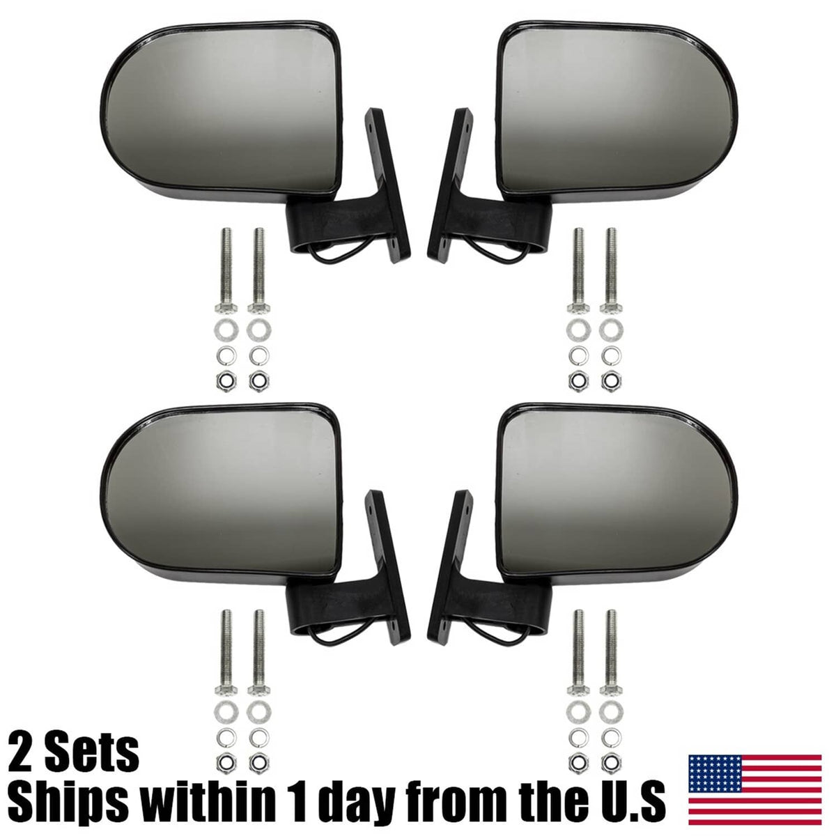 Bethesda Industrial 2PK Universal Golf Cart Rear View Side Mirror with LED Indicators for EZGO Club