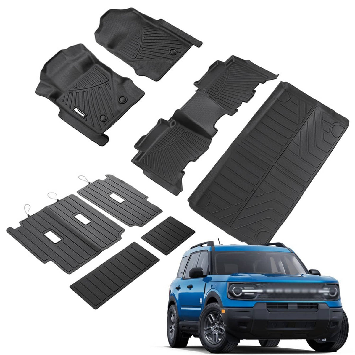 Bethesda Industrial 8Pcs Floor Mats Cargo Liner with Backrest Mat For Ford Bronco 4 Door 2021-2026