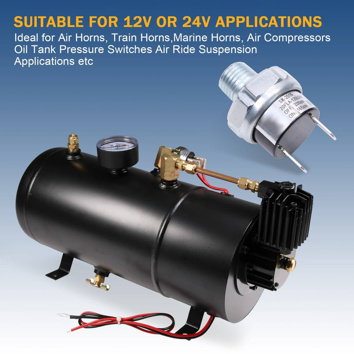 Bethesda Industrial Air Pressure Switch For 165-200psi Air Ride Suspension Air Compressor Tank NEW