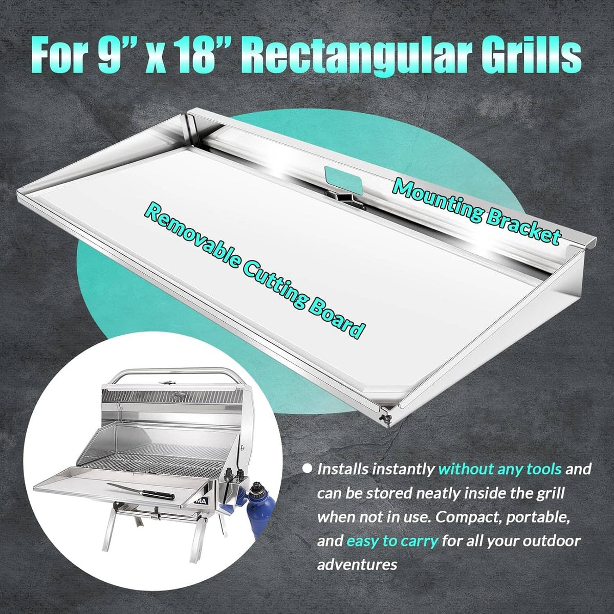 Bethesda Industrial A10-902 Rectangular Grill Serving Shelf w/ Removable Cutting Board for 9” x 18"
