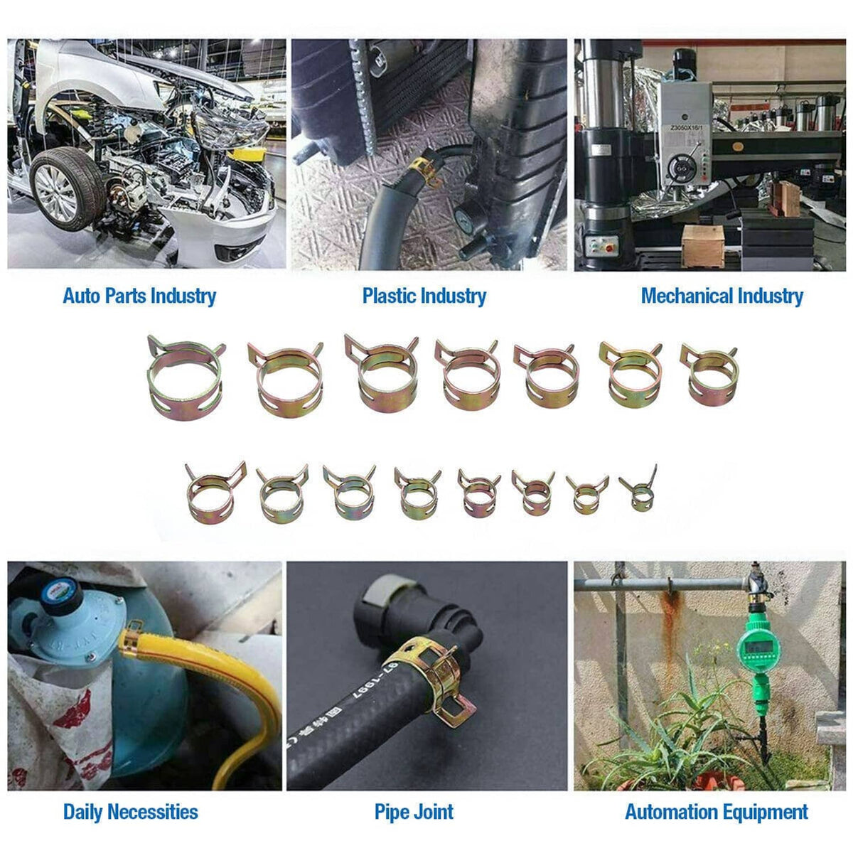 Bethesda Industrial 115PC 6-22mm Spring Hose Clamps Fastener Fuel Water Line Pipe Air Tube Clips Kit