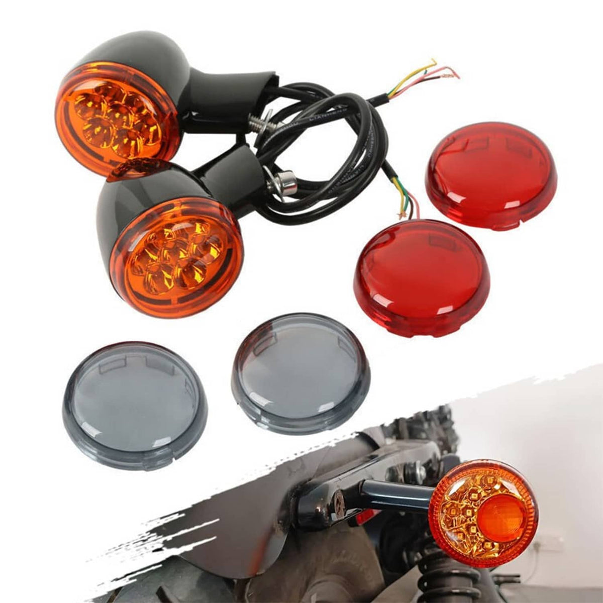 Bethesda Industrial Rear LED Turn Signals Light Bracket Fit For 1992-22 Harley Sportster XL 883 1200