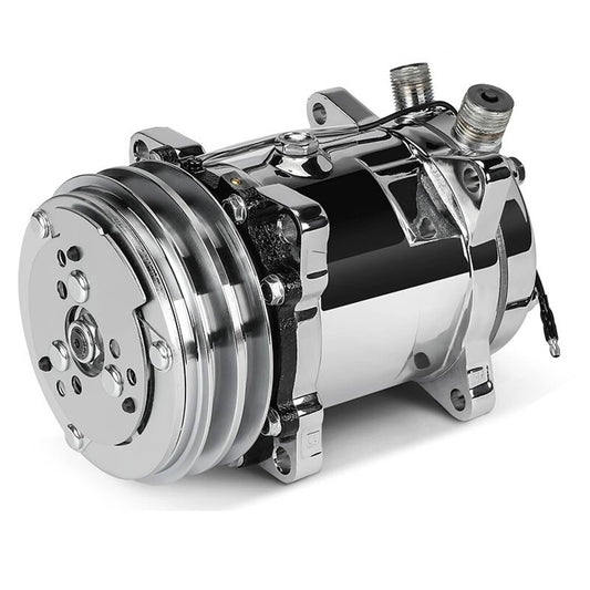 Bethesda Industrial A/C Compressor w/Clutch for Sanden 508 Style 2-Groove V-Belt Chrome Aluminum New