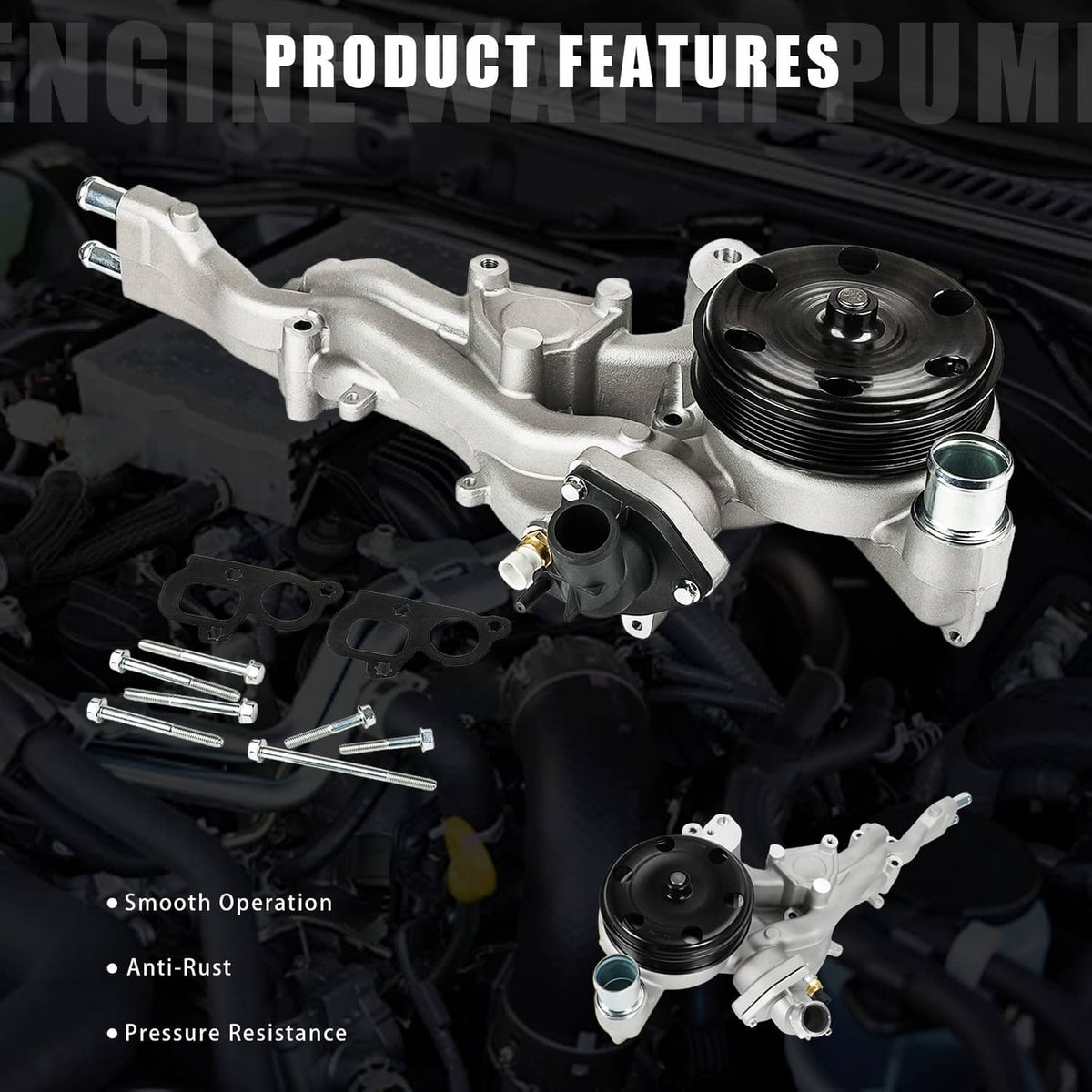 Bethesda Industrial Water Pump w/Thermostat for 2014-2020 Chevy Silverado 1500 GMC Sierra Cadillac