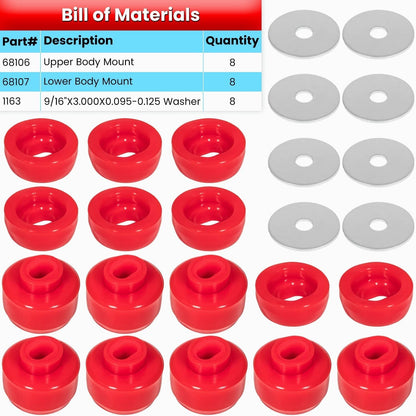 Bethesda Industrial Silicone Body Cab Mount Bushing 7-141 Kit for 1999-2014 Chevy Silverado & Sierra