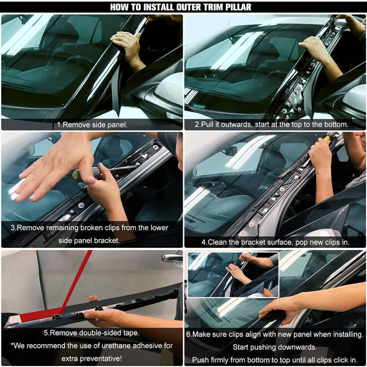 Bethesda Industrial 2 Pairs Left Right Side Windshield A-Pillar Molding Trim for 11-19 Ford Explorer
